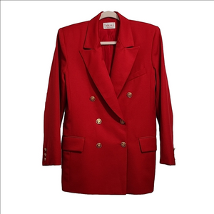 TAKARA Red virgin wool shoulder pads academia blazer